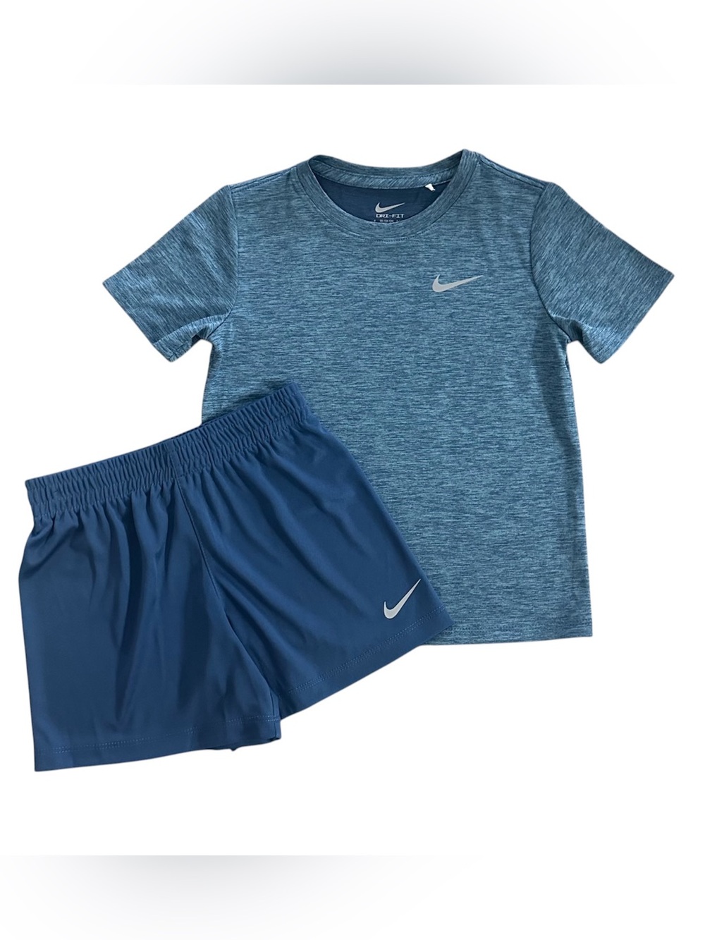 Nike Blue Heather Tee and Solid Blue Athletic Shorts Set NWT Boys Size 4 DriFIT